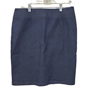 Garnet Hill dark wash jean skirt knee length woman's size 8 petite